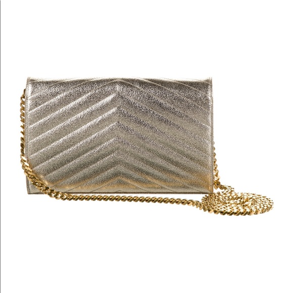 Saint Laurent Medium Gold Envelope Chain Wallet sold t - Picture 4 of 16